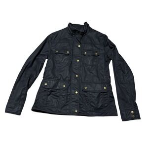 J Crew Women's Downtown Field Jacket Navy Waxed Barn Utility Size Small 19 x 25